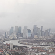 View from bishopsgate across London towards Canary Wharf