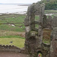 The beautiful Laugharne Castle rising at the edge of the coast, at the mouth of the River Taf - a most romantic location with the town nestled behind the castle. Its origins are believed to be Norman but it has been added to over the centuries since. One of the towers was almost intact and could be climbed to the top from which there was a lovely view. The artist Turner painted a watercolour of the castle from a sketch he did in 1795 . Dylan Thomas (the poet) also had a boathouse nearby. An interesting place altold!