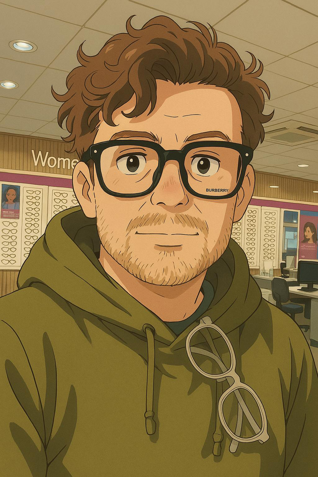 Cartoon pic of a man picking glasses