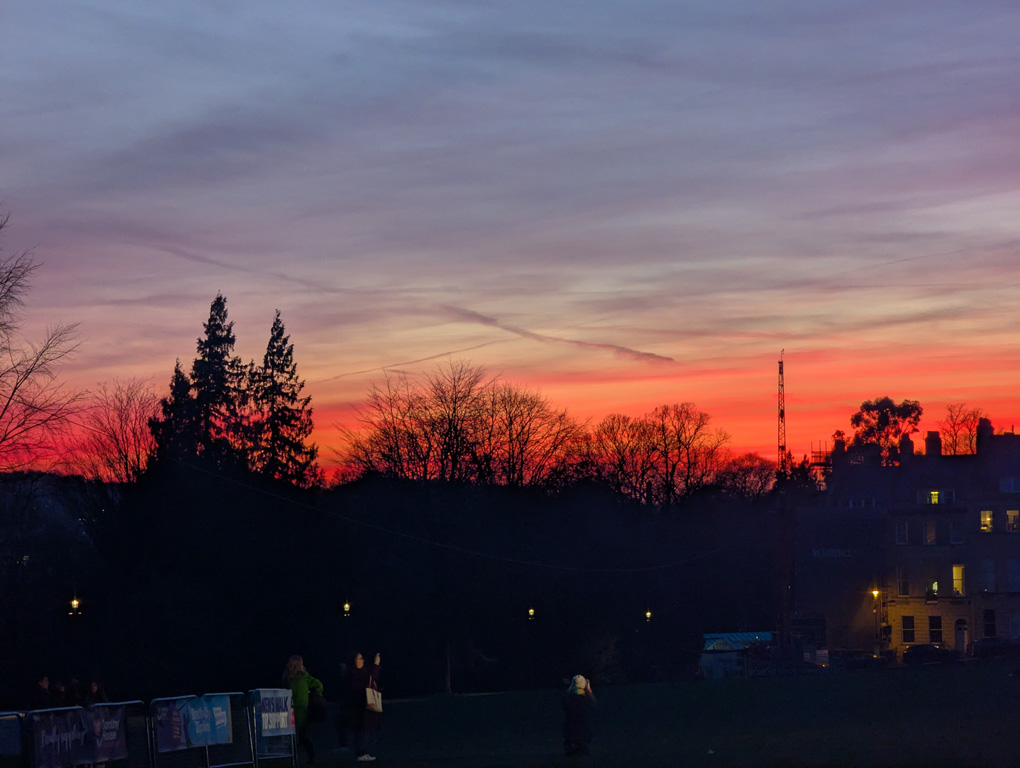 Sky lit up flaming reds over Bath
