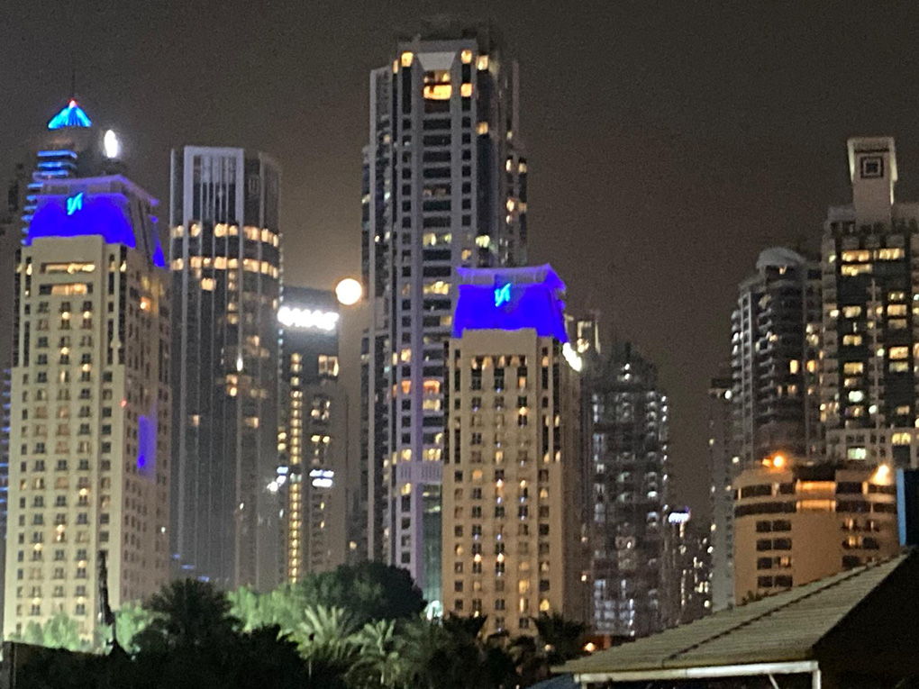 City skyline against the night sky