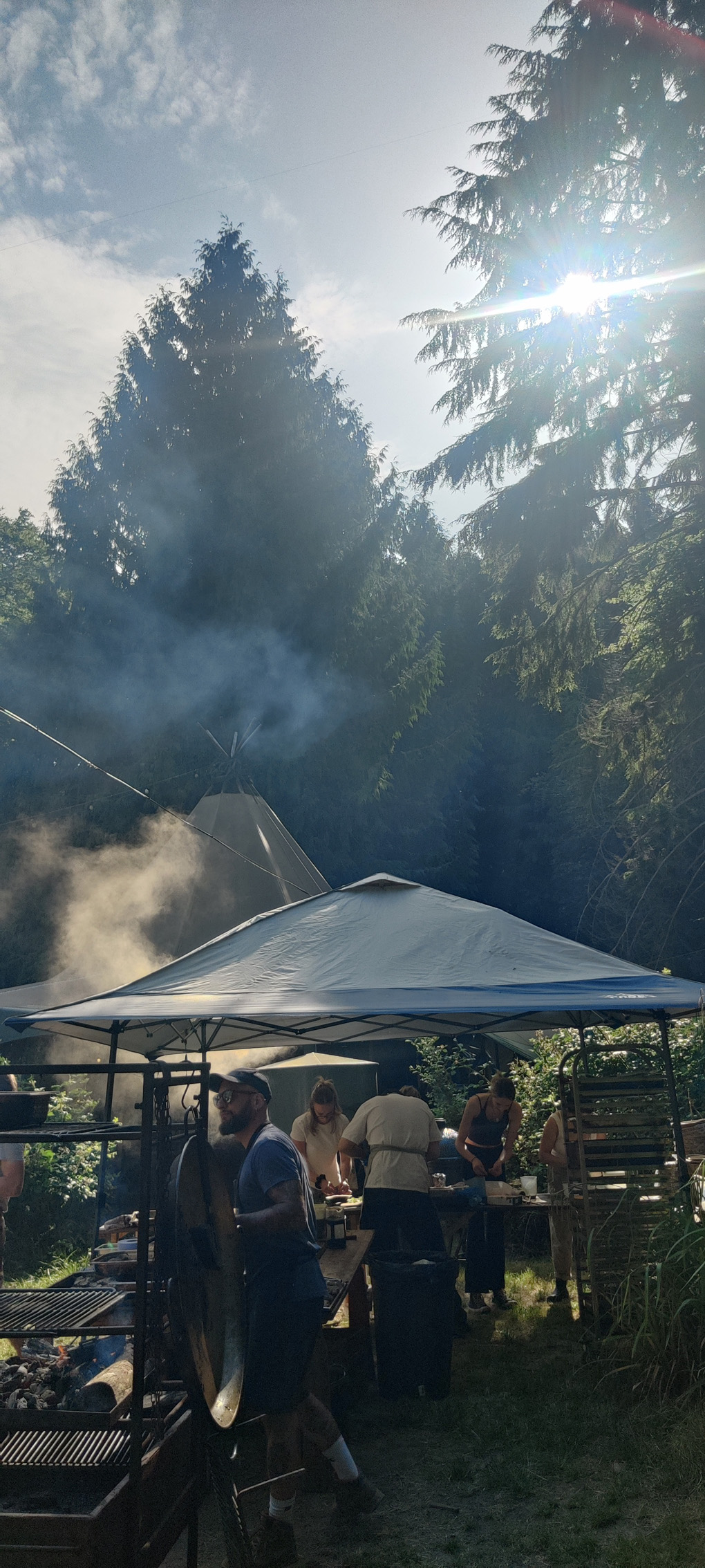 Outdoor BBQ at Nomadic dinner in Chalfont St Giles on a sunny day