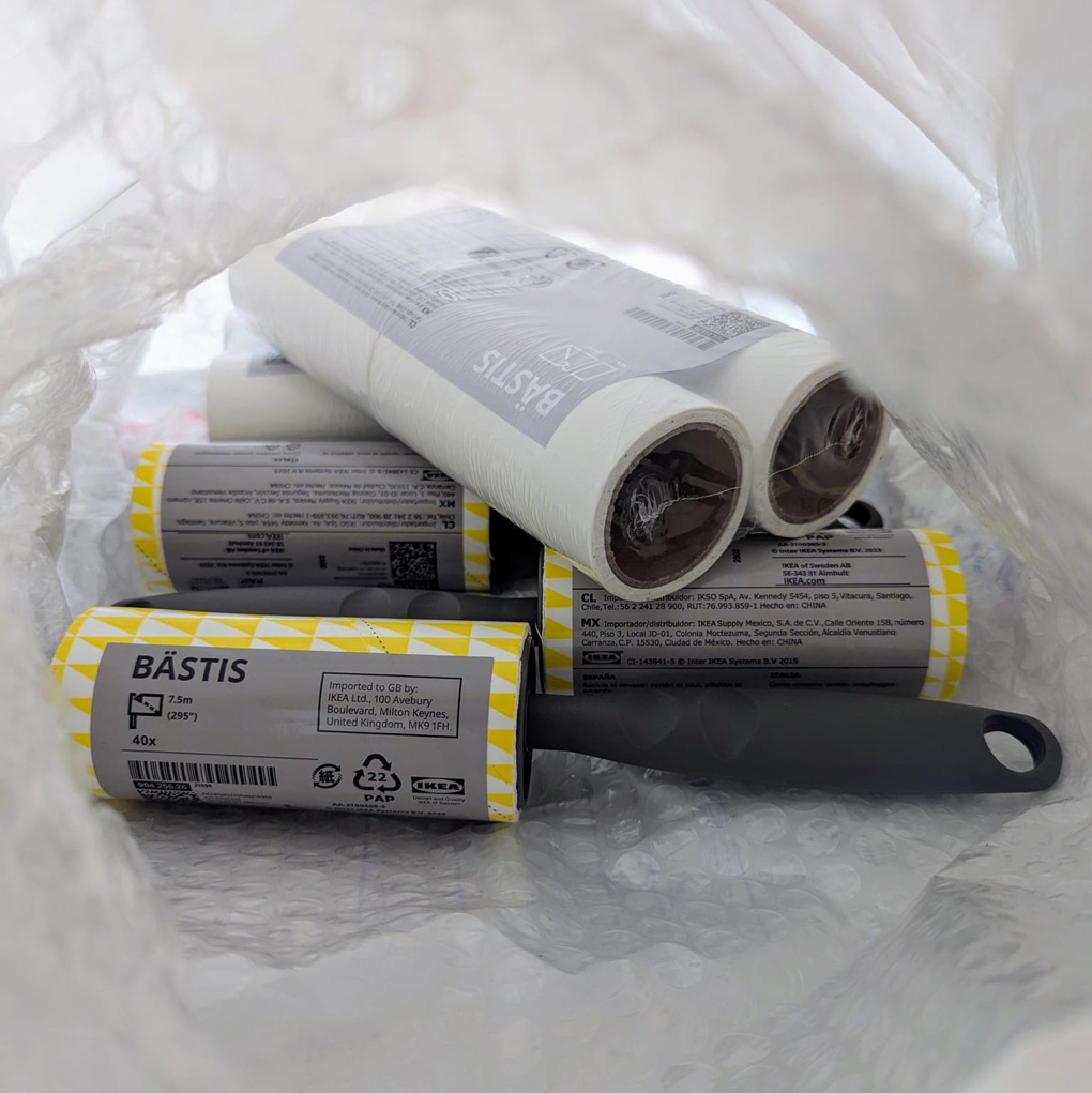 Rollers covered in dog hair