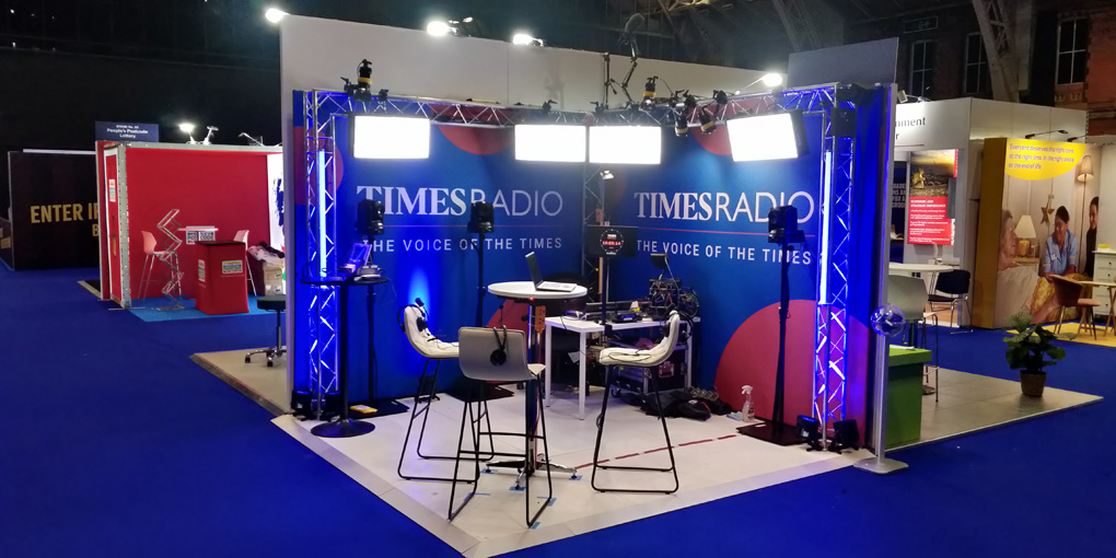 Times Radio outside broadcast studio at Conservative Party Conference in Manchester