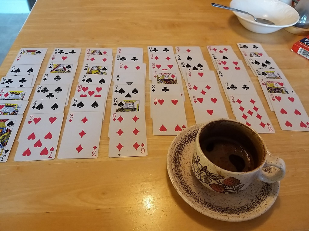 An entire pack of cards dealt face up in 8 columns, ready to play.