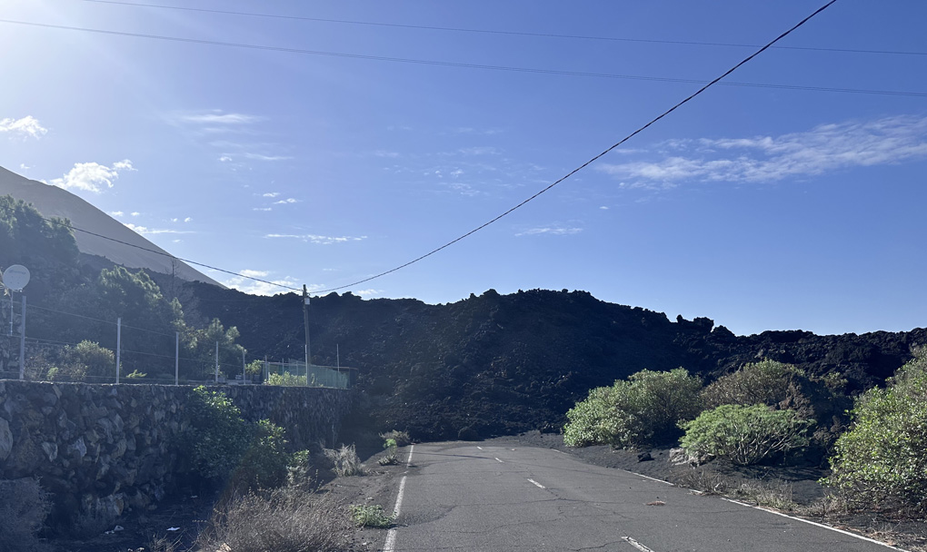 Road is blocked by lava.