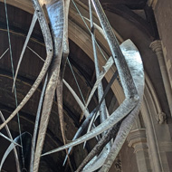 A huge representation of the Crown of Thorns in a church.