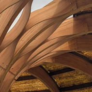 Wooden support structure for the new Pavilion at Kew Gardens.
