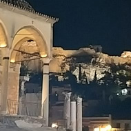 Monastiraki square (Athens, Greece) by night.