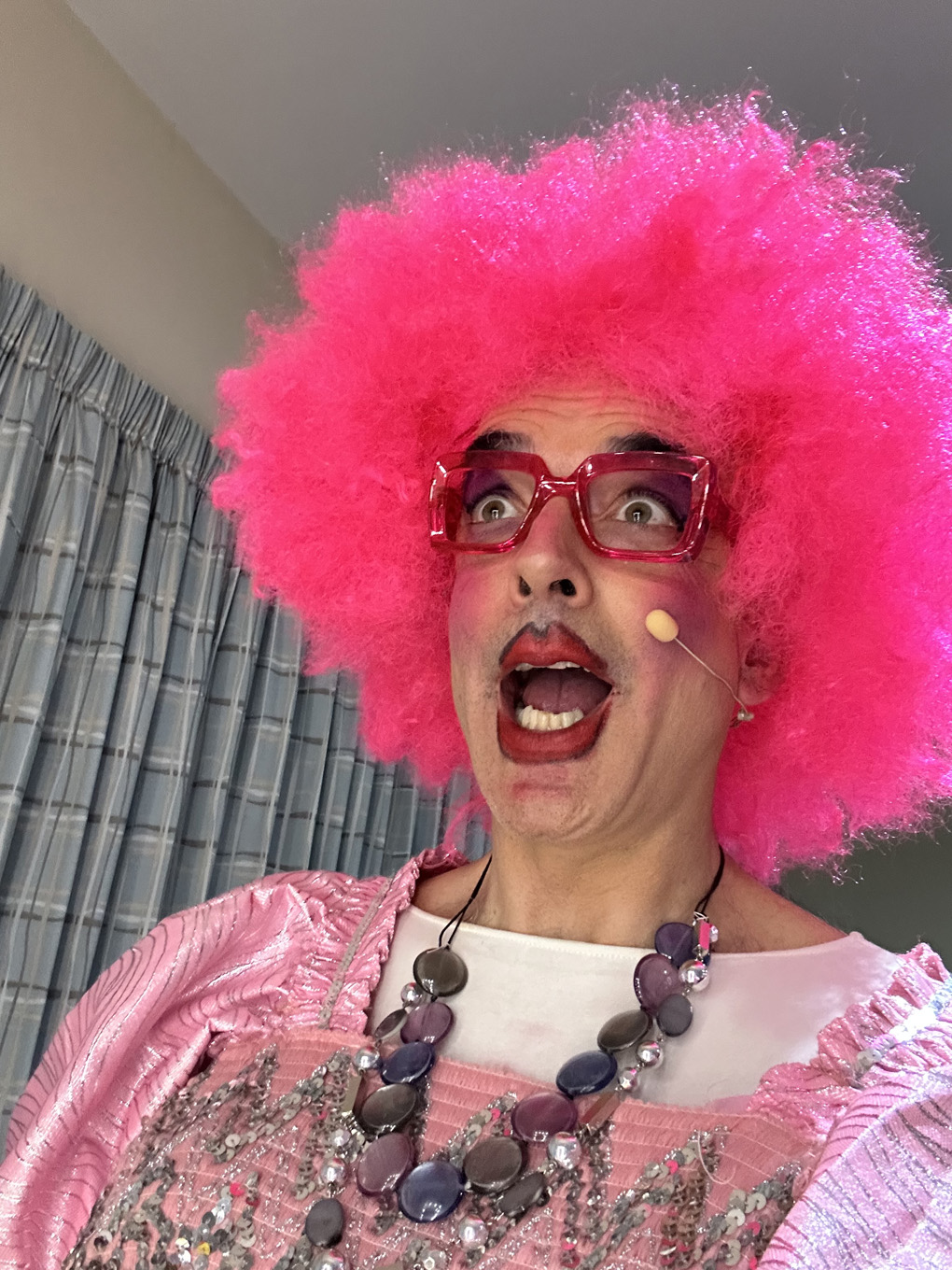 Man dressed as a pantomime dame