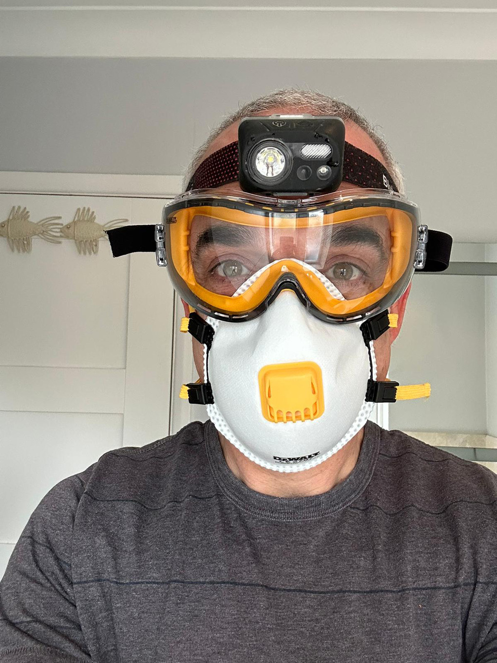 Man wearing protective headgear