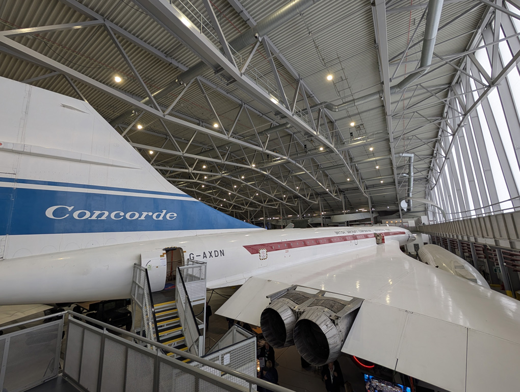 Picture of tail of the first test Concorde plane at IWM Duxford