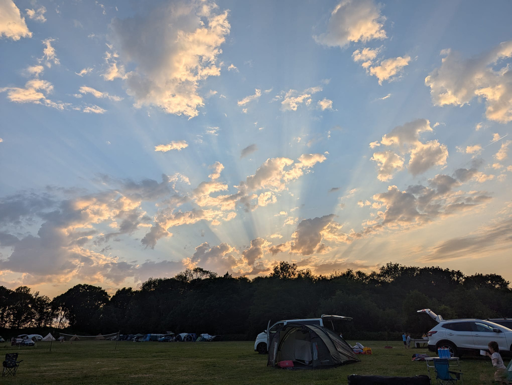 Spectacular sunset over a campsite