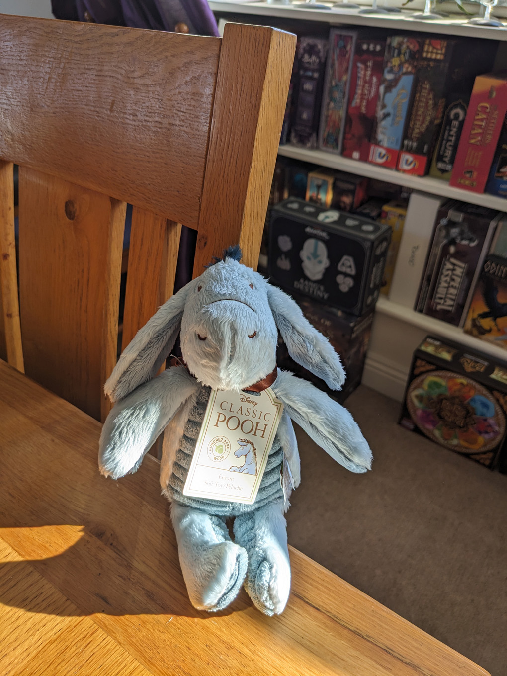 Soft toy Eeyore sat on a table