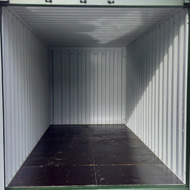 A large, empty shipping container.