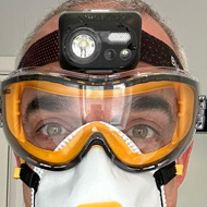 Man wearing protective headgear
