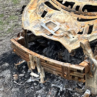 A burnt out car