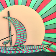 Neon sailing ship