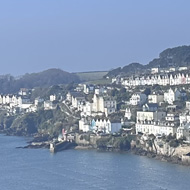 Birds-eye view of the estuary with both Fowey and Polruan.