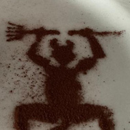 Dessert with a devil in cocoa powder