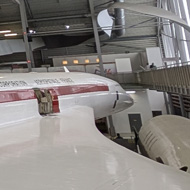 Picture of tail of the first test Concorde plane at IWM Duxford