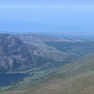 View from the top of Snowdon on one of the hottest days of the year, the 2 lakes seen were cricial in cooling down on the way down! Visability wasn't great but still a stunning view!