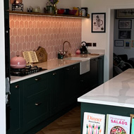 New kitchen with central island and wooden floor