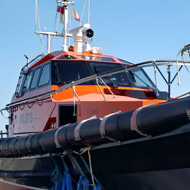 One of the fleet of Orc pilot vessels working out of Ramsgate harbour takes a break from the water.