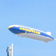 Goodyear blimp flying over London
