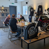 Various pics of the Baffle Haus café with a theme of Motorbikes and Classic Cars.