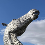 The Kelpies 2 huge metal horse heads! Stunning engineering highly recommended if you ever visit Falkirk and the surrounding area.